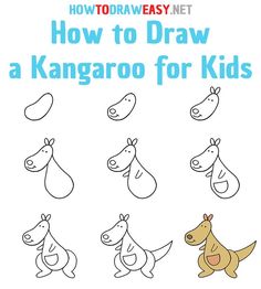 how to draw a kangaroo for kids with the title, how to draw a kangaroo for kids