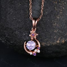 5mm Vintage Round Cut Lavender Amethyst Necklace Rose Gold Unique Star Moon Moissanite Pendant Art Deco Women Promise Anniversary Gift for her Side stones: amethyst and moissanite Necklace length: 18 Inches This necklace pendant can also be made in genuine solid 10k, 14k, 18k gold or Platinum, and all the necklace pendant in my shop can be customized too! If you want to know more details about the necklace pendant, just contact with me anytime! If you want to customize the necklace pendant, just Celestial Amethyst Purple Jewelry, Purple Amethyst Celestial Jewelry, Celestial Purple Amethyst Jewelry, Celestial Amethyst Purple Necklace, Celestial Purple Round Jewelry, Celestial Purple Amethyst Necklace, Purple Celestial Round Jewelry, Celestial Round Amethyst Jewelry, Celestial Style Round Amethyst Jewelry