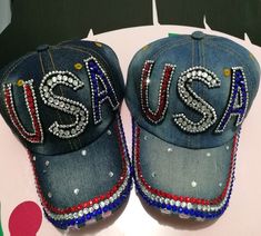 4th of July Unisex PATRIOTIC BASEBALL HAT Baseball With Adjustable Straps and Curved Visor Hat Patriotic Baseball Hat USA Flag Hat Rhinestone Hat MAGA Hat Style/Adjustable Straps Curved Visor Bling Baseball Hat Sun Cap  Beautiful hats to complete your summer look. Are you ready for the fun? These bucket hats are great for the beach, hiking, working and every sunny day. Amazing look for the beach, park, camping, hiking, biking, or just going to the lake. High quality materials used Adjustable str Rhinestone Hat, Rhinestone Face Mask, Style Bucket Hat, Bucket Hat Summer, Flag Hat, Sun Cap, Visor Hat, Hat Style, Hat Baseball