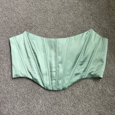 Brand: Streetwear Society Color: Sage Green Size: Small Excellent Condition, Never Worn Green Elegant Summer Corset, Elegant Green Summer Corset, Elegant Fitted Green Crop Top, Color Sage Green, Satin Corset Top, Green Corset, Satin Corset, Green Satin, Streetwear Women