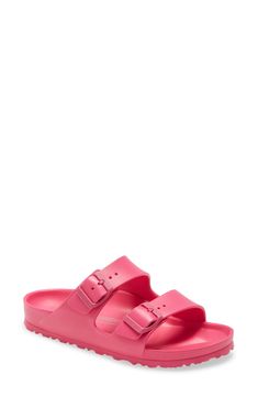 Pink Adjustable Fit Synthetic Sandals, Outdoor Pink Slides With Cushioned Footbed, Casual Sport Sandals For Swimming, Pink Adjustable Synthetic Slides, Functional Spring Sandals, Pink Slip-resistant Synthetic Sandals, Summer Beach Sandals With Air Cushioning, Waterproof Synthetic Slides, Summer Sandals With Air Cushioning, Synthetic