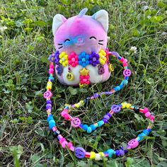 5" kittycorn squishmallow comes with a matching kandi harness necklace so you can dance the night away with your lil rave buddy Squishmallow Necklace, Kandi Necklace Ideas, Kandi Harness, Scenecore Kandi, Kandi Necklaces, Kandi Keychain, Harness Necklace, Decora Aesthetic, Kandi Jewelry