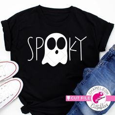 a t - shirt with the word spooky on it