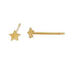 Embrace your inner goddess with a dainty star earring. Solid 14k gold and excellent craftsmanship make these earrings a beautiful and enduring addition to your jewelry collection. 14k gold Measures approx 3mm Gold filled earring clutch included Sold as a single stud 14k Gold Star-shaped Single Earring, Single Star-shaped 14k Gold Earring, Elegant Gold Cartilage Earrings With Star Charm, Dainty 14k Gold Star Charm Earrings, Dainty 14k Gold Earrings With Star Charm, Minimalist Yellow Gold Star Earrings, Dainty Yellow Gold Star Earrings, Dainty Yellow Gold Star Charm Earrings, Celestial 14k Yellow Gold Earrings