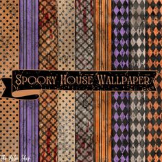 the spooky house wallpapers are all different colors and patterns, but one is