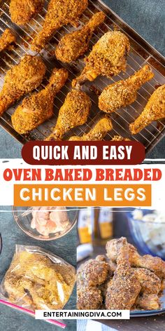 oven baked chicken legs with text overlay