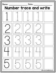 the number trace and write worksheet for numbers 1 - 10, with an image of