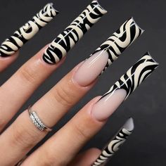 PRICES MAY VARY. 【Package Contains】You will get 24 pieces of long square press on nails with 12 different sizes, 1 Double-side adhesives for DIY your own nails. you can choose the most suitable false nail for yourself, it is easy to trim and file them to in any length and shape you like 【Health and Durable】Our zebra press on nails are made of healthy ABS material, no irritating smell, higher gloss, not easy to break, and will not harm the human body or nails, and can be used with confidence 【Wid Nail Forms, False Nail, Nail Supply, Nail Accessories, Beauty Bar, False Nails, French Nails, Fake Nails, Christmas Nails