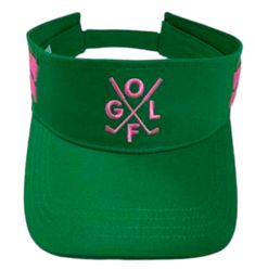 Elevate your game with our Runway Athletics custom visors, crafted from the finest cotton canvas for ultimate comfort and durability. Featuring chic pink accent stripes on the sides and a convenient Velcro strap, these visors ensure a secure fit and easy adjustment. Designed with a slightly higher profile, they offer enhanced protection for your hairline against sun exposure. Plus, the cotton canvas material spot cleans effortlessly with a damp cloth or baby wipe, making maintenance a breeze. Green Runway, Golf Visor, Custom Sweaters, Baby Wipe, Visor Cap, Long Sleeve Outerwear, Sports Caps, Sun Exposure, Chic Pink