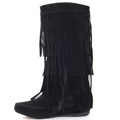 PRICES MAY VARY. Bring out the best with these fringe midcalf boot Comfy Flat Boots Non-skid sole and cushioned footbed. Synthetic upper, synthetic sole Shaft measures approximately 31 from arch These boots feature a faux leather material, top fringe look, front lace design. length measures about 15.5 inches from top to bottom. Winter Fringe Boots With Round Toe, Fringe Moccasin Boots, Fringe Moccasins, Faux Suede Boots, Suede Leather Shoes, Hippie Costume, Womens Rain Boots, Moccasin Boots, Slouched Boots