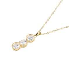 Bella Luce® white diamond simulant 6.56ctw round, Eterno™ 18k yellow gold over sterling silver April birthstone pendant with chain. Pendant measures approximately 1.31" L x 0.31" W and has a 3mm bail. Includes a 18" L x 0.03" W singapore chain that has a 2" extender and lobster claw clasp closure. The diamond equivalent weight is 3.97ctw. Anniversary Three Stone Cubic Zirconia Necklaces, Three Stone Cubic Zirconia Fine Jewelry Necklaces, Elegant Three Stone Cubic Zirconia Necklace, Formal Cubic Zirconia Three Stone Necklace, Formal Three Stone Cubic Zirconia Necklace, Diamond White Three Stone Jewelry Gift, Three Stone Yellow Gold Cubic Zirconia Jewelry, Three Stone Cubic Zirconia Diamond Necklace, Diamond White Cubic Zirconia Three Stone Necklace