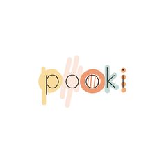 the word pooki is written in different colors and shapes on a white background