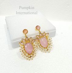 Rose Quartz Earrings Gold Plated Women Stud Earring Rose Quartz Earrings, Quartz Earrings, Fine Jewellery Earrings, Semi Precious Gemstones, Gemstone Earrings, Rose Quartz, Jewellery And Watches, Semi Precious, Gemstone Jewelry