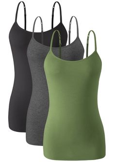 PRICES MAY VARY. ✪Camisole Material: Womens adjustable spaghetti strap tank tops which are made of 95% organic cotton and 5% spandex. The camisole with built in bra with cotton fiber is hygroscopic, making it soft to the touch, skin-friendly, and excellent in breathability. It makes you feel comfortable at all times, and feels more dry and clean when you wear womens camisoles with shelf bra in summer. ✪ Camisole Built in Bra Design: The cami with built in bra is equipped with adjustable thin sho Tang Top, Padded Camisole, Bra Design, Cotton Camisole, Custom Tank Tops, Black Spaghetti Strap, Solid Tank Tops, Bra Tank, Womens Camisoles