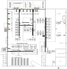 the floor plan for an office building with multiple floors and several different areas in it