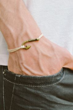 Men's bracelet, fish hook bracelet for men, beige cord with bronze hook, nautical, off white cord, f Mens Leather Jewelry, Quotes Couple, Fish Hook Bracelet, Fishing Apparel, Hook Bracelet, Lowes Coupon, Deal Kent, Coupon Ideas, Discount Dance