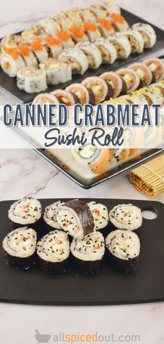 Canned crabmeat sushi maki roll Crabmeat Recipes, Crabmeat Salad, Gimbap Recipe, Spicy Crab Roll, Crab Salad Sandwich