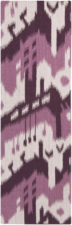 a purple and white rug with an abstract design