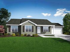 this is the front elevation of these ranch house plans