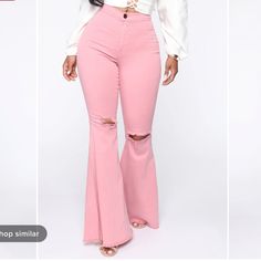 Fashion Nova Pink Jeans Size Large. Never Worn. Chic High Rise Pink Bottoms, Pink High-rise Bottoms For Day Out, Pink Cotton Bottoms For Night Out, Fashion Nova Pants, Pink Jeans, Jeans Color, Fashion Nova, Pant Jumpsuit, Jeans Size