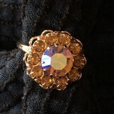 Vintage Sarah Coventry Golden Amber Rhinestones Flower Filigree Ring Adjustable This Collection Comes From The Estate Of A Sc Regional Manager. Nearly All Pieces Are Nos (New Old Stock) & Never Worn. This Is The Professional Collection Of This Individual. New Items Listed Regularly. Items Listed To The Best Of My Ability & Sold “As Is”. Thank You For Looking. Elegant Jeweled Crystal Ring For Formal Occasions, Elegant Formal Jeweled Crystal Ring, Sarah Coventry Jewelry Vintage, Regional Manager, Glitter Ring, Filigree Ring Gold, Hematite Ring, Golden Lace, Sarah Coventry Jewelry