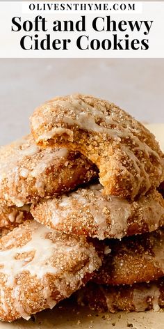 a stack of soft and chewy cider cookies