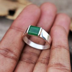 Natural Green Jade Men's Ring, Signet Ring, 925 Sterling Silver Ring, Weeding Ring, Engagement Ring, Handmade Ring, Anniversary Gift For Him 》D E T A I L S《 Gemstone: Natural Green Jade Gem Color: Green Stone Shape: Rectangle  Metal: 925 Sterling Silver Purity: 925 Parts Per 1000 Setting Type:  Channel Set Silver Polish: High Ring Size: All Size Available Please note that there Can be slight variations in stone texture and color shades in the actual product that you receive. The stone quality or Silver Stone Rings For Men, Mens Silver Rings Handmade, Jade Ring For Men, Anniversary Gift For Him, Silver Polish, Stone Texture, Jade Bracelet, Anniversary Gifts For Him, Channel Set