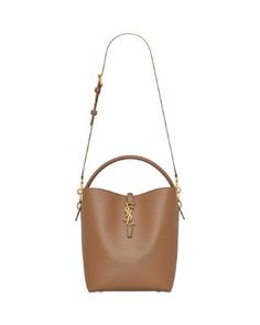 Saint Laurent Le 37 Handbag in Shiny Leather Luxury Tan Bucket Bag With Handles, Yurman Bracelet, Aqua Beach, Bridal Boots, Nautical Stripes, Ankle Boots Flat, Promotional Gifts, Handbag Shopping, Card Wallet