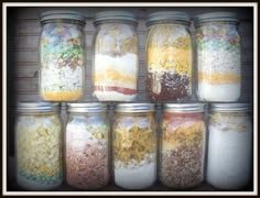 many jars filled with different types of food