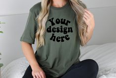 Are you finally ready to launch your new designs while searching for beautiful Bella Canva 3001 t-shirt mockups for your e-commerce business? Today is your lucky day! You have stumbled upon an amazing selection of unique and beautiful mockups for your Bella Canva 3001 military green t-shirt. Simply drag your design onto the mockup and you are ready to go. This saves you time and effort, which can be used elsewhere to focus on other important tasks.  What you will get : Bella + Canvas 3001 Military Green T-shirt Mockup :   - 1 jpg file (free of watermarks)  - 5000 px X 3382 px - 300 dpi  Please note that NO physical item will be shipped. This is a digital file. COPYRIGHT & TERMS OF USE This file is subject to © COPYRIGHT and is the intellectual property of ©Thibophotos. PERSONAL AND COMMERC Customizable Green Casual Tops, Customizable Green Cotton Tops, Customizable Casual Green Tops, Customizable Green Short Sleeve T-shirt, Customizable Green Short Sleeve Tops, Customizable Green Crew Neck T-shirt, Military Green Shirt, T Shirt Mockup, E Commerce Business