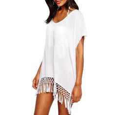 White, Never Worn, Without Tags, Bought Online, Very Nice Swimsuit Coverups, Chiffon Cover Up, Short Beach Dresses, Beach Kaftan, Coverup Beach, Mode Boho, Bathing Suit Cover Up, Short Kimono, Swimsuit Dress