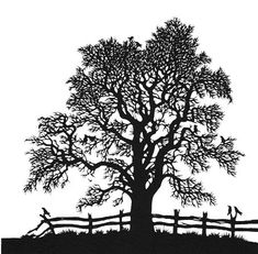 a black and white drawing of a tree