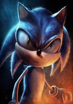 sonic the hedgehog from sonic the hedgehog is looking into the distance with his eyes wide open