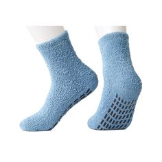 Fuzzy and warm, these misty blue socks also feature non-slip soles to give you a bit of extra security on slippery floor surfaces.If your feet are happy, your day is on its way to a being good one. That's why our socks are not only durable and comfortable, they add another level of style to your wardrobe, too. Our women's socks are soft and strong - with hand-sewn toes for a smooth finish. These socks are a combination of: 65% cotton (for cool, dry, comfortable feet) 32% polyamide (for an extra Non-slip Blue Socks For Winter, Cozy Non-slip Socks For Indoor Use, Comfortable Non-slip Socks With Round Toe, Cozy Non-slip Indoor Socks, Comfortable Non-slip Round Toe Socks, Comfortable Non-slip Snug Socks, Comfortable Snug Non-slip Socks, Cozy Comfortable Non-slip Socks, Comfortable Soft Blue Socks