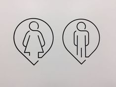 two black and white signs with one man and the other woman on it's side