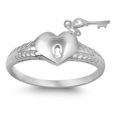 Heart Lock and Key Purity Promise Ring .925 Sterling Silver Band Jewelry Female Male Unisex Size 8 All our silver jewelry is crafted from .925 silver also commonly referred to as sterling silver. Sterling silver is the standard for beautiful high-quality silver jewelry and can not be replicated by lower priced silver plated jewelry. It is 92.5% pure silver, mixed with alloys to add strength and durability to stand the test of time. We promise superior service which includes fast shipping, great communication, and Walmart's refund policy. Keep your fine jewelry shiny and elegant by storing it properly. Jewelry needs to be stored in a dry area, preferably away from air in a jewelry box or plastic bag. Avoid exposure to harsh chemicals. Use a polishing cloth to remove tarnish build-up over ti Heart Lock And Key, Promise Rings Simple, Heart Promise Rings, Heart Padlocks, Heart Lock, Female Male, Band Jewelry, Lock And Key, Silver Plated Jewelry