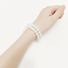 Wholesale price, you could choose the quantity what you need Package: 1 x Wrist Band Made of double-layer artificial pearl bracelet and white plastic base, wear and tear resistant, rust and corrosion resistant Total length: 4.3" Total Width: 2.3" Other decorations not included 3 styles to choose Uses: Wedding, Party, Event, Banquet, Decoration. White Pearl Stretch Bracelet For Party, White Pearl Bracelet With Charm For Party, Adjustable White Stretch Bracelet For Party, White Pearl Stretch Bracelet With Pearl Charm, White Round Bracelets For Party, White Pearl Beaded Bracelets For Party, White Pearl Bracelet For Party, White Pearl Bangle Bracelet, Adjustable White Pearl Bracelets