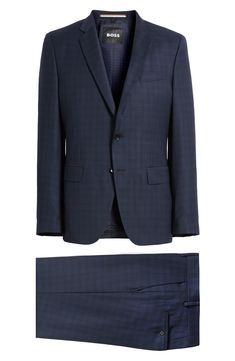 Patterned in a pale plaid, this suit tailored from heathered wool features classic detailing and softer construction for comfort during formal occasions. Jacket has notched lapels; four-button cuffs; chest pocket; welt pockets; side vents Trousers have zip fly with button-tab closure; slant pockets; back button-welt pockets Jacket is partially lined 100% virgin wool Spot clean Made in Turkey Tailored Plaid Suit With Concealed Placket, Plaid Wool Suit With Notch Lapel, Plaid Wool Suit With Concealed Placket, Plaid Wool Suits With Concealed Placket, Classic Plaid Suits With Hidden Button Closure, Classic Plaid Suit With Hidden Button Closure, Plaid Suit With Concealed Placket For Workwear, Semi-formal Plaid Wool Suits, Elegant Plaid Business Suit