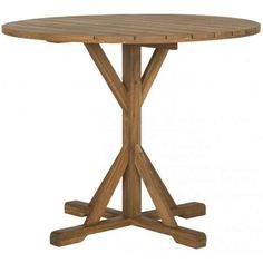 a round wooden table with four legs