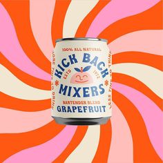 a can of high - back mixers grapefruit on an orange and pink background