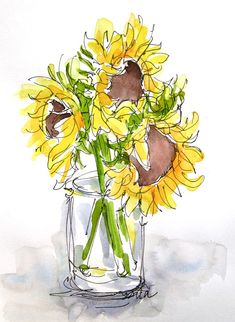 Sketchbook Wandering Boom Kunst, Sunflower Watercolor, Drawing Digital Art, Watercolor Journal, Watercolor Sketchbook, Watercolor Flower Art, Drawing Digital, Cat Air, Poster Layout