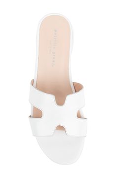 Geometric cutouts put a modern spin on a lightly cushioned sandal with a sleek, minimalist profile. Style Name:Patricia Green Hallie Slide Sandal (Women). Style Number: 5957583. Slide Sandals, White Leather, Sleek, Womens Sandals, Leather Upper, Nordstrom, Sandals, Women Shoes, Green