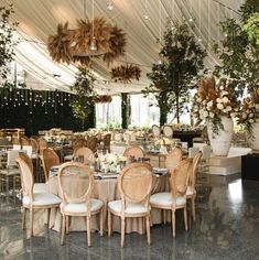 the tables and chairs are set up for an event