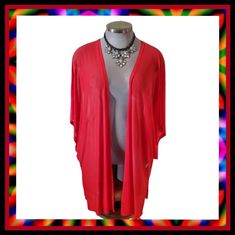 Festive Red Mesh Kimono Style Cover-Up 2x Nwt Sexy, Sheer Free-Form Style Wide Kimono Stye Sleeves Perfect As A Wrap In The Evening Or As Cover Up Poolside 2x: Fits Hip Up To 60" 3x: Fits Hip Up To 70" New, Never Worn With Tags 2x Z/1088. 3x Z/1089 [Sold] Summer Party Tops With Open Front, Red Open Front Tops For Spring, Red Open Front Top For Spring, Spring Red Open Front Top, Long Beach Cover Up, Mesh Kimono, Black Floral Kimono, Form Style, Sheer Cover Up