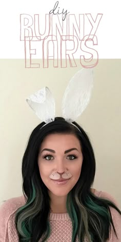 DIY Bunny Ears Halloween Costume Diy Rabbit Costume, Simple Bunny Makeup, How To Make Bunny Ears, Diy Bunny Costume Women, Rabbit Makeup Halloween, Rabbit Costume Women, Diy Bunny Costume, Rabbit Face Paint, Bunny Makeup Halloween