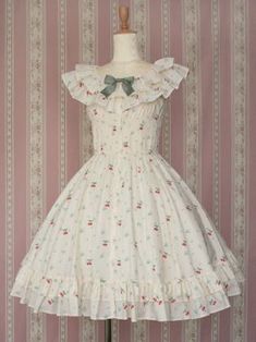 Cherry Clothing, Victorian Maiden, Cherry Dress, Kawaii Dress, Kawaii Fashion Outfits, Ruffled Collar, Pretty Dress, Swaggy Outfits