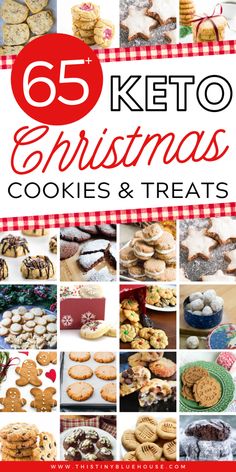 the cover of 65 keto christmas cookies and treats