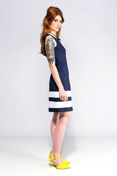 "CLEMENCE DRESS Handmade dress 35%Cotton 65%Polyester Colors: navy, white You can choose another color if you want. Each color has a number, just choose your favourite! You can see here a close up of the fabrics I use https://www.etsy.com/listing/211718422/how-the-fabric-i-use-looks-like-close-up?ref=shop_home_active_5 This dress is also available custom made! We need to know: Chest, waist, hips, upper arm circumference, length Sizes XS: CHEST 84 CM / WAIST 66 CM / HIPS 90 CM S: CHEST 88 CM / WA Dress Peter Pan Collar, Pan Collar Dress, 1960s Dress, Peter Pan Collar Dress, Sailor Dress, 1960's Dress, 60s Mod, Poplin Dress, Handmade Dresses