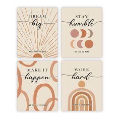 four cards with different designs on them