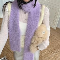 Length: 160*11cm/ 63*4.3 inMaterial: Polyester 2000's Aesthetic, Fuzzy Scarf, Y2k Hair, Winter Activewear, Aesthetic Accessories, Purple Scarf, Lapel Pins Mens, Purple Scarves, Athletic Apparel